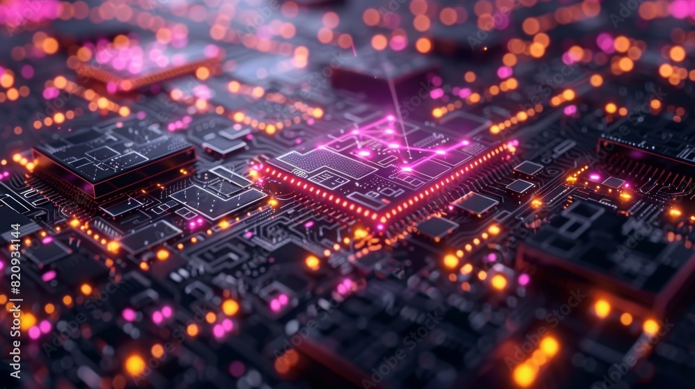 Obraz premium Futuristic Digital Illustration of FinTech Concepts and Artificial Intelligence Technology - Abstract Generative AI-Generated 4K Wallpaper Art
