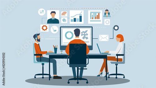 A group of people are working together in a cubicle generated by AI