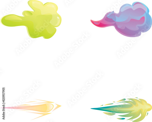 Gun flashes icons set cartoon vector. Gun flashes or gunshot animation. Cartoon flash effect