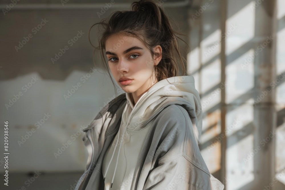 Fototapeta premium Feminine Grace. Stunning Woman Embracing Natural Beauty and Timeless Style 