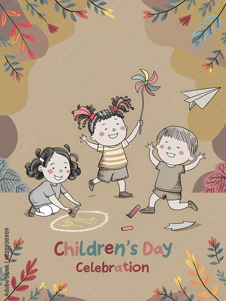 Fototapeta premium Joyful Celebration: Children's Day Digital Art Delight