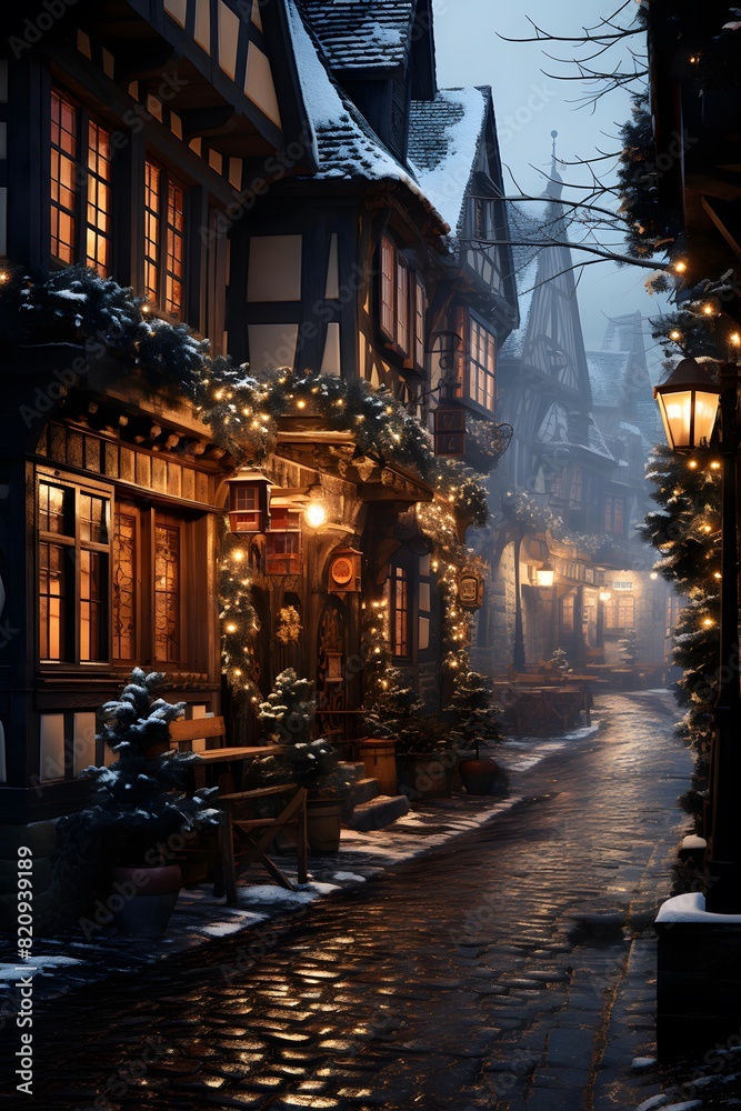 Christmas in the old town of Riquewihr, Germany