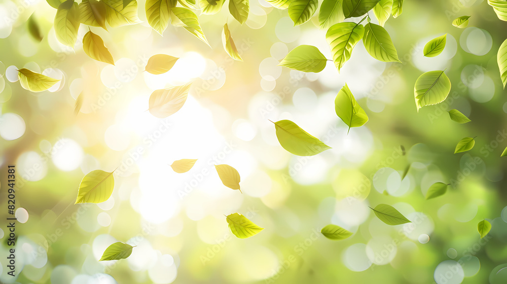 Flying leaves effect with mild sunbeam in 3d illustration vector Flying leaves effect with mild sunbeam in 3d illustration vector