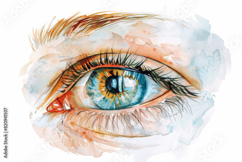 Summer Allergy Induced Watery Eye Watercolor Artwork