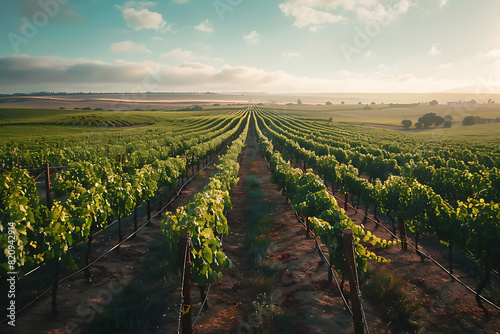 Expansive vineyards filled with ripe grapes, showcasing the beauty and abundance of large plantations.