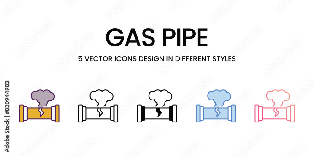 Gas Pipe Icons different style vector stock illustration Gas Pipe Icons different style vector stock illustration