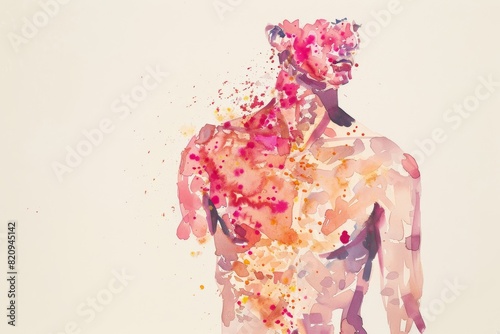 Watercolor Depiction of a Torso Affected by Heat Rash photo