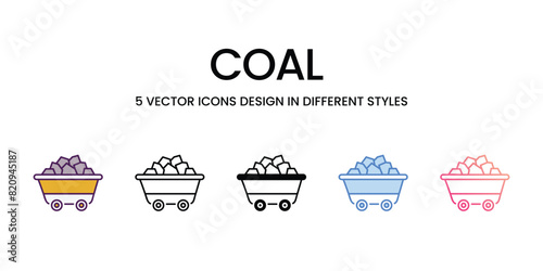 Coal  Icons different style vector stock illustration