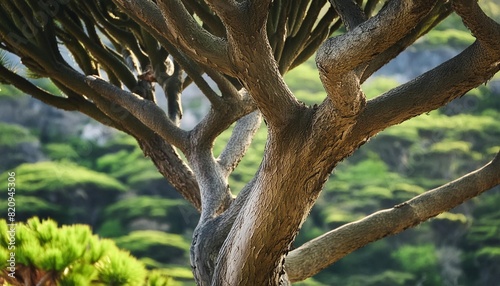closeup of unusual branches of a monkey puzzle tree photo