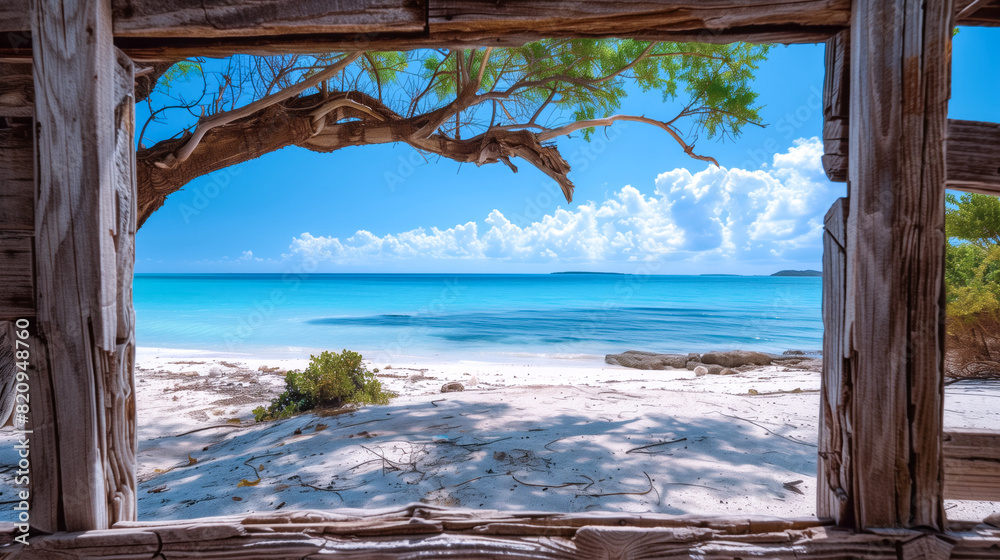 custom made wallpaper toronto digitalA wooden window frame overlooking the sea