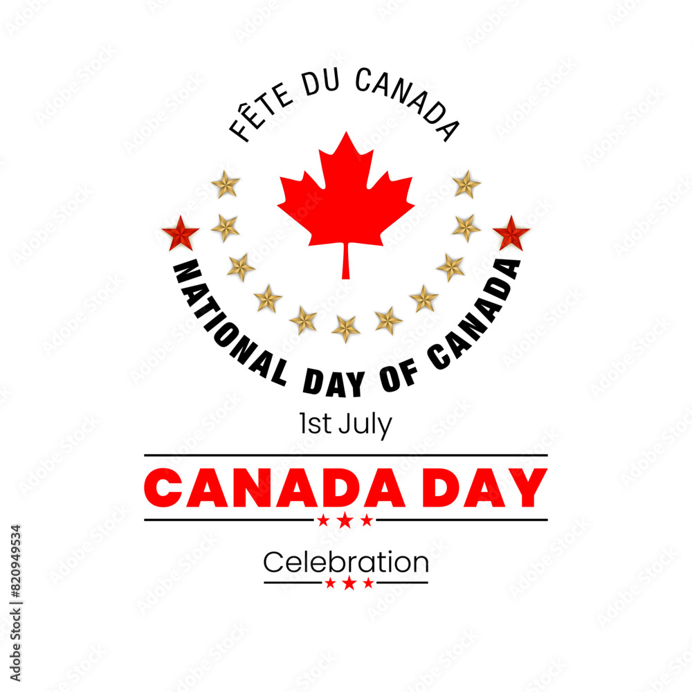 Holiday design, background with texts, maple leaf for First of July, Canada National day, celebration; Vector illustration