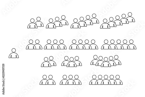 icon of a person alone or in a group. illustration concept of working together in a team