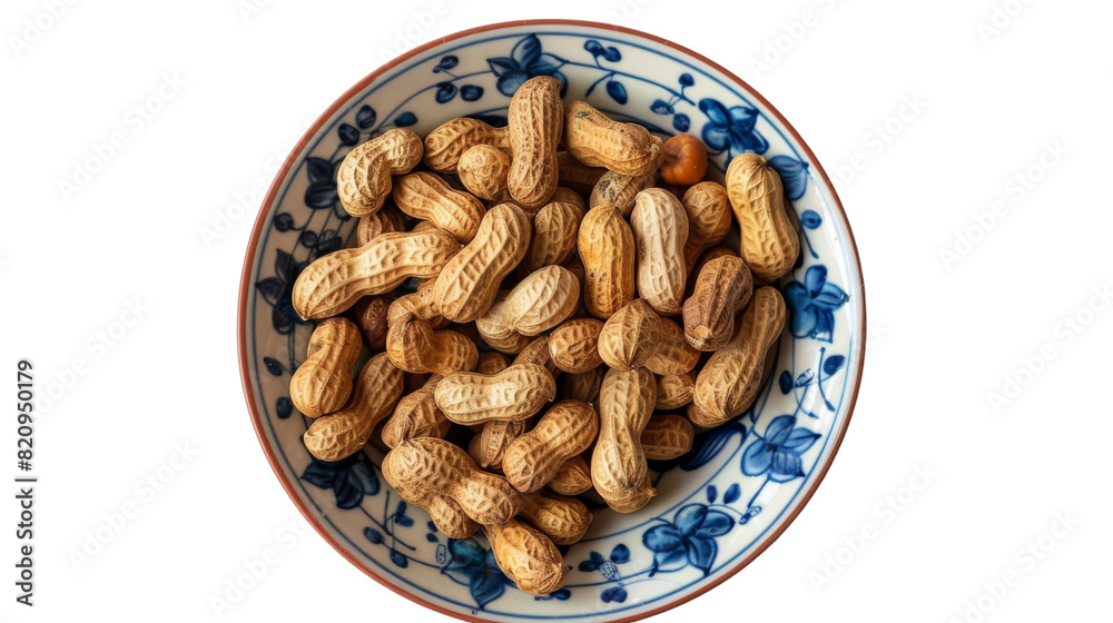 Whispers of the Sea: A Delicate Blue and White Bowl Overflowing With Plump Peanuts Whispers of the Sea: A Delicate Blue and White Bowl Overflowing With Plump Peanuts