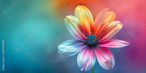Vibrant Rainbow Flower in Negative Space