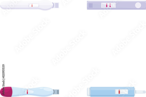 Pregnancy test icons set cartoon vector. Pregnancy positive and negative test. Health and medicine