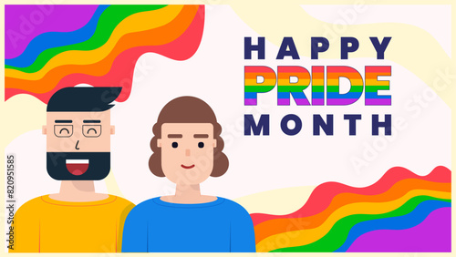 LGBT pride abstract background. Vector background with rainbow colors. Rainbow colored wavy abstract lines. Vector Banner Template for Pride Month