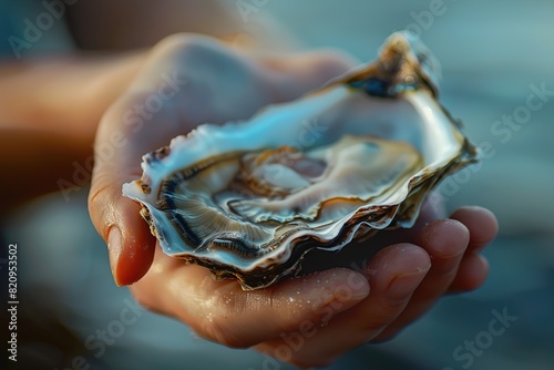 Shucked oyster, a delicacy enjoyed raw or cooked, known for its unique taste