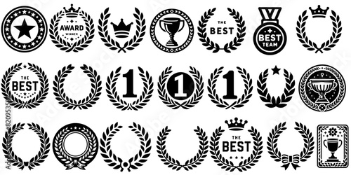 Laurel wreath Set SVG, Winner Bundle SVG, Laurel wreath Silhouette, Laurel wreath Clipart, Leaves SVG, The Best Set SVG, Cut file for Cricut, Award Winner Set SVG