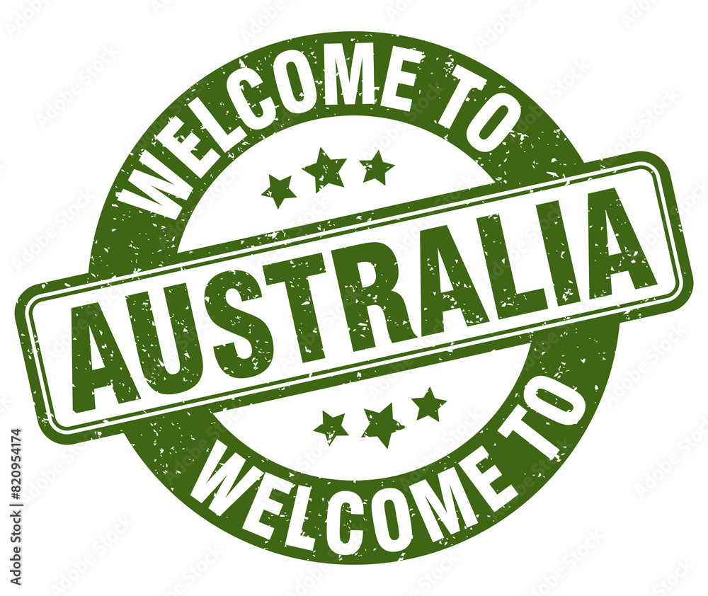 Welcome to Australia stamp. Australia round sign Welcome to Australia stamp. Australia round sign