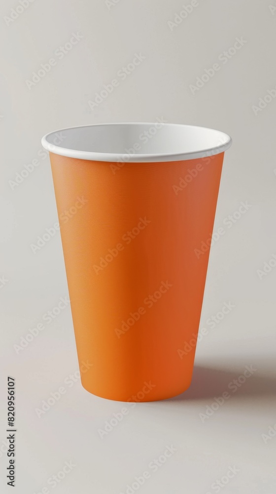 Mockup blank paper orange cup for coffee or tea take away disposable isolated background Mockup blank paper orange cup for coffee or tea take away disposable isolated background