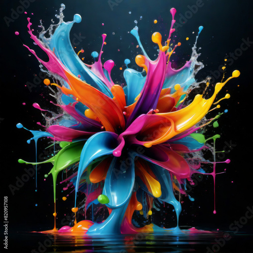 abstract colorful splash, dark background