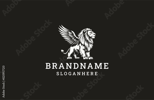 Lion wings logo template vector illustration design