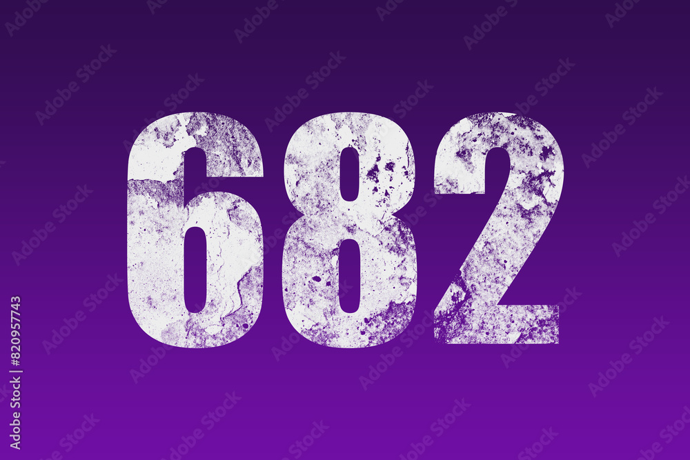 flat white grunge number of 682 on purple background. flat white grunge number of 682 on purple background.