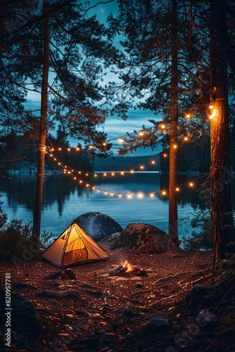Beautiful outdoor camping scenery