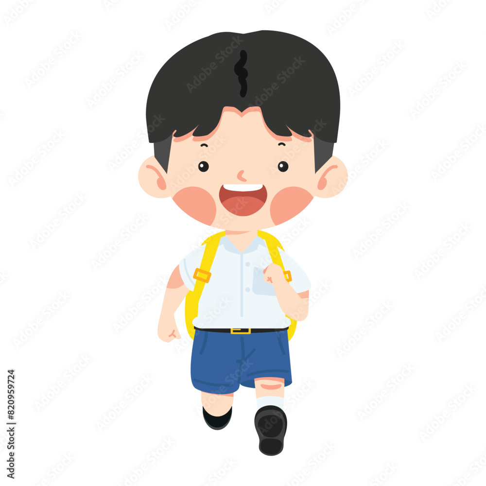 Kid boy student Running cartoon Kid boy student Running cartoon