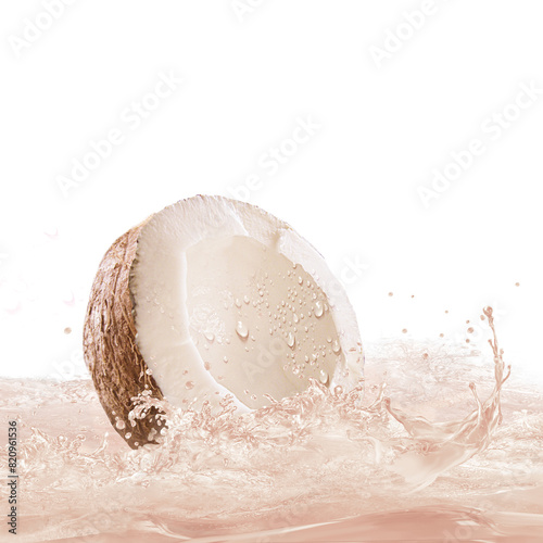 noix de coco qui surf dans les vagues de son jus