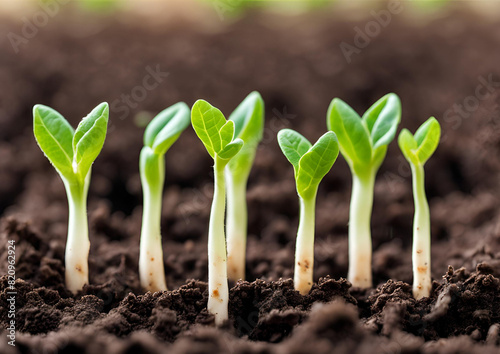 Emerging Young Plant Rising from the Earth.