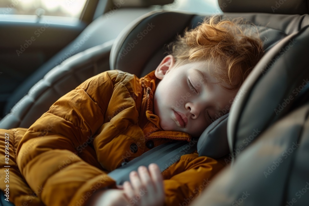Ensuring the child's safety, the close-up showed the young one sleeping peacefully in the car seat, surrounded by layers of protection Ensuring the child's safety, the close-up showed the young one sleeping peacefully in the car seat, surrounded by layers of protection