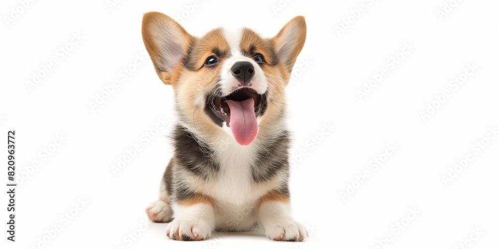 Cute Pembroke Welsh Corgi puppy sits looks at camera. isolated on white background Cute Pembroke Welsh Corgi puppy sits looks at camera. isolated on white background