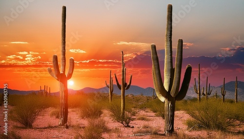arizona desert with cactus illustration background © William