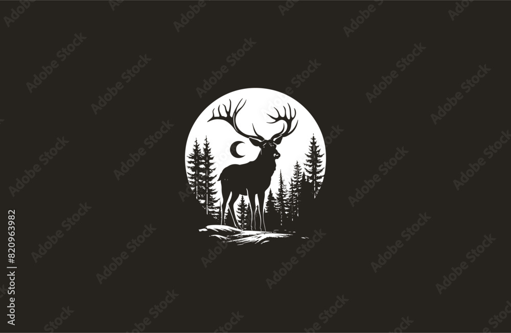 Fototapeta premium Deer forest logo template vector illustration design