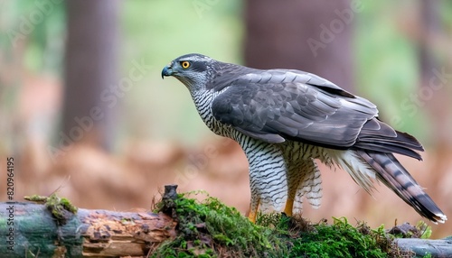 northern goshawk accipiter gentilis searching for food in the forest of noord brabant in the netherlands photo