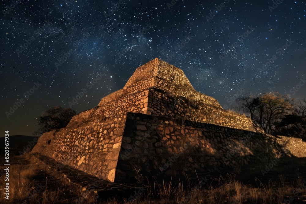 mysterious aztec pyramid under a starry night sky ancient civilization concept mysterious aztec pyramid under a starry night sky ancient civilization concept