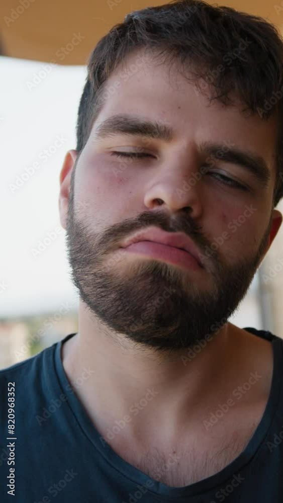 Man Dozes Off Bored On The Balcony Man Dozes Off Bored On The Balcony
