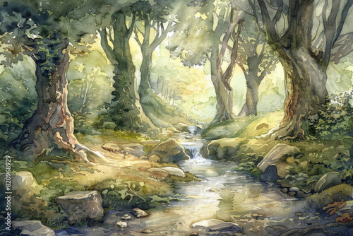 Forest scene with a gentle stream