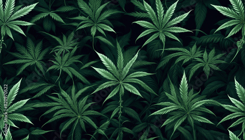Cannabis texture. Green marijuana leaves. Background from hemp leaves photo