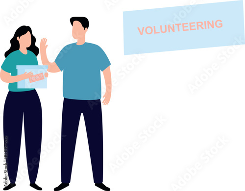 The girl is doing voluntary work.