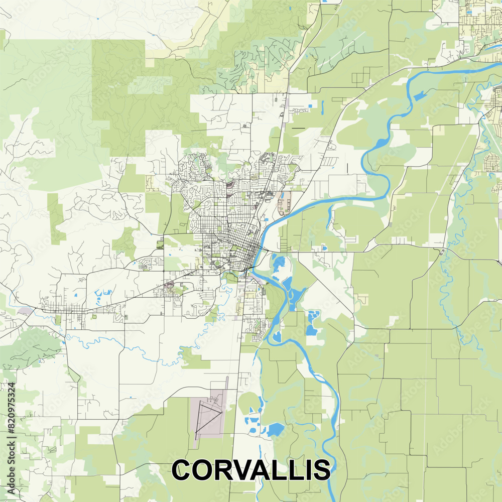 Corvallis, Oregon, USA map poster art