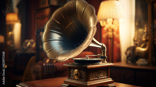 old gramophone with record