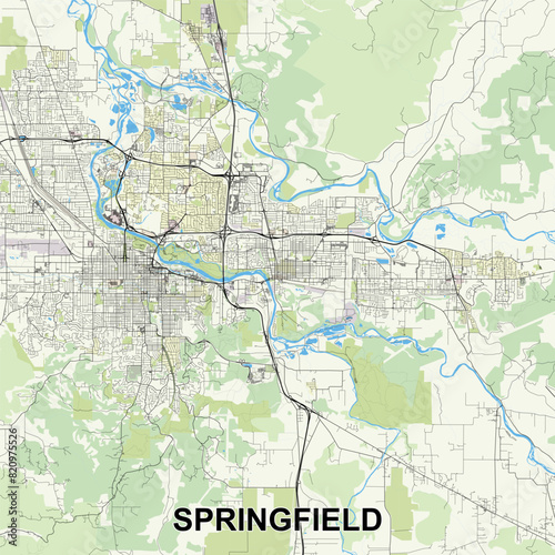 Springfield, Oregon, USA map poster art