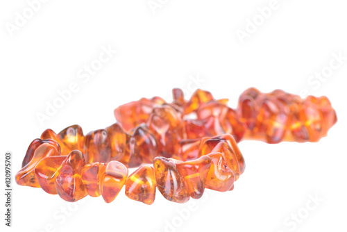 amber necklace isolated on white