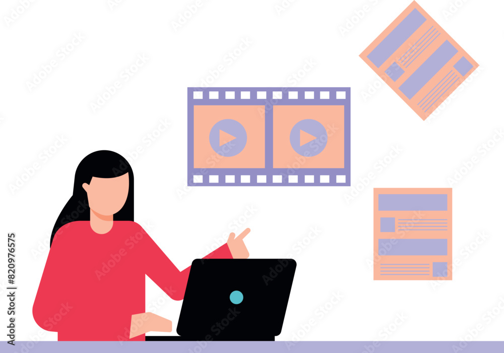 Girl watching videos on laptop. Girl watching videos on laptop.