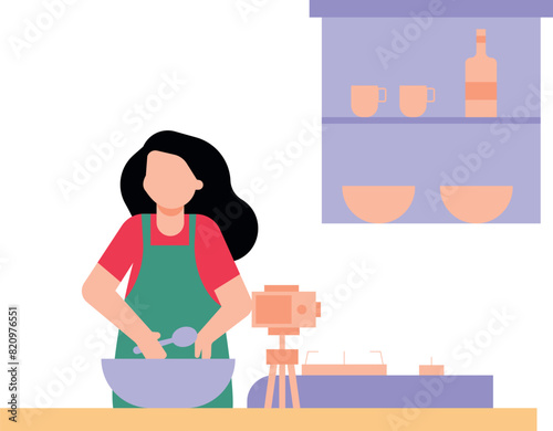 Girl making cooking videos.