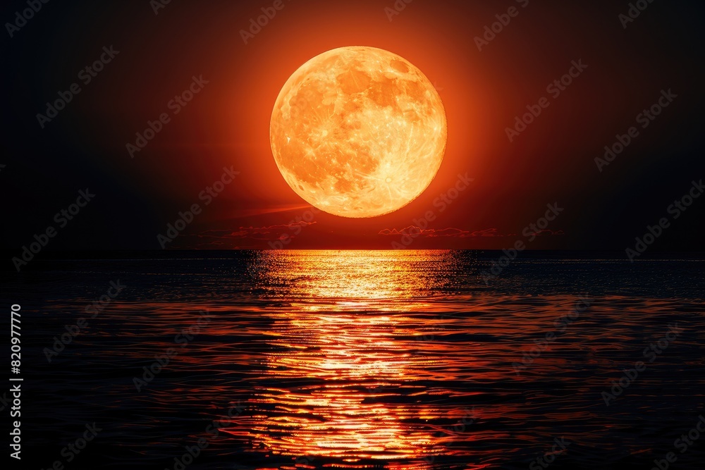 Moon rising on sea surface in blue night sky professional advertising food photography Moon rising on sea surface in blue night sky professional advertising food photography
