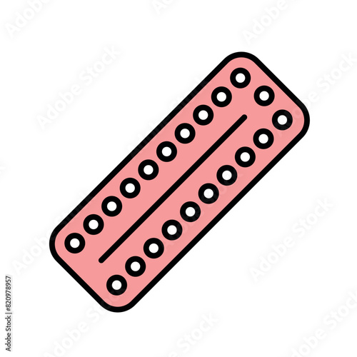 Contraception pills line black icon. Sign for web page, mobile app, button, logo. Vector isolated button. photo