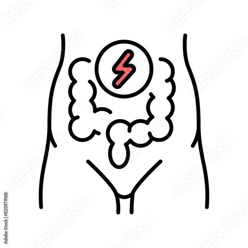 Stomach disorder line black icon. Premenstrual syndrome. Sign for web page, mobile app, button, logo. Vector isolated button.